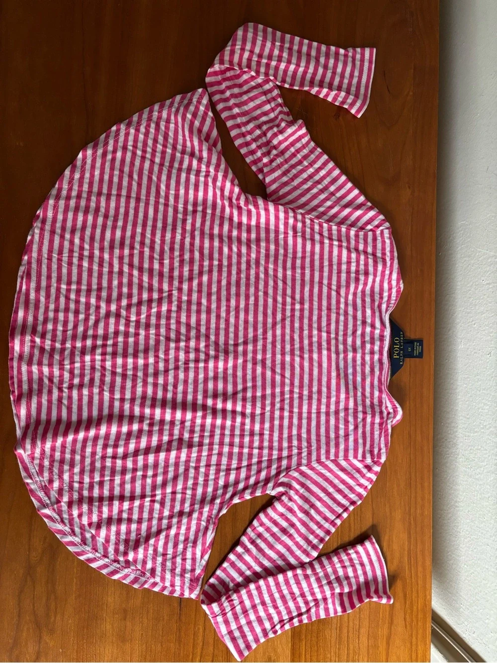 Ralph Lauren Pink & White Striped Long Sleeve Tee